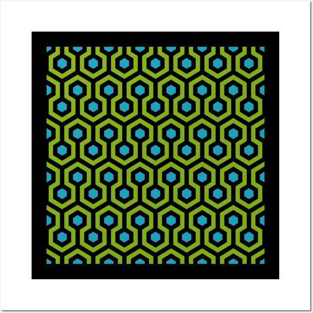 Geometric Pattern: Looped Hexagons: Green/Blue Wall Art by Red Wolf